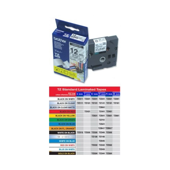 Traka BROTHER za P-touch, TZE131, 12mm, prozirna/crna