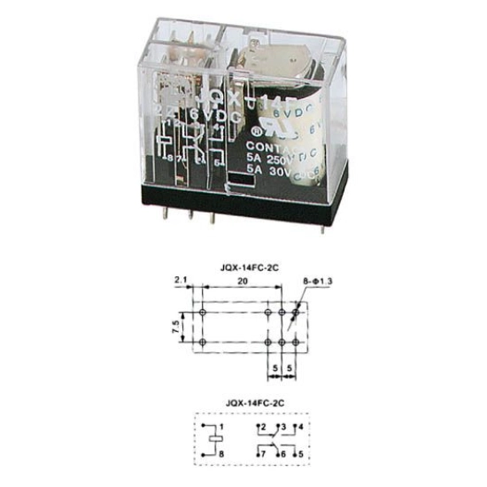 Relej 12V  5A   2xpreklopni  F1CA012VLF