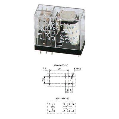 Relej 12V  5A   2xpreklopni  F1CA012VLF   - Releji i pribor