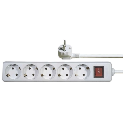 Kabel produžni EMOS, 5 mjesta, 1mm2, s prekidačem, 2m   - Produžni kabeli