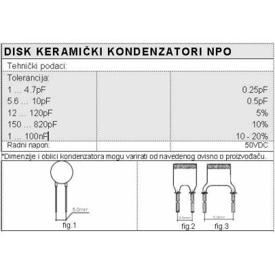 kondenzator keramički 3300 pF     RM 5MM   - Kondenzatori