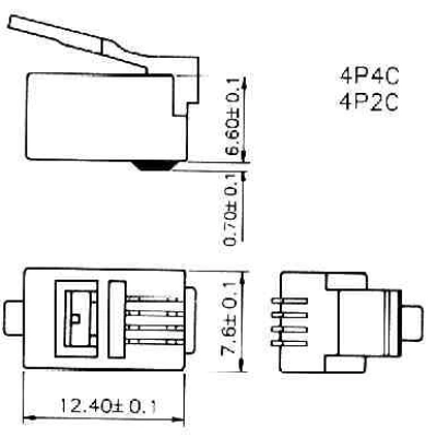 Konektor tel.M. 4-4 polni, RJ-10  