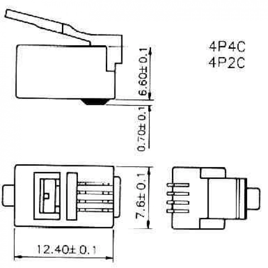 Konektor tel.M. 4-4 polni, RJ-10