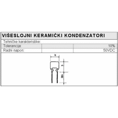 kondenzator višeslojni 0,47MF=RPE112Z5U474M50   - Kondenzatori