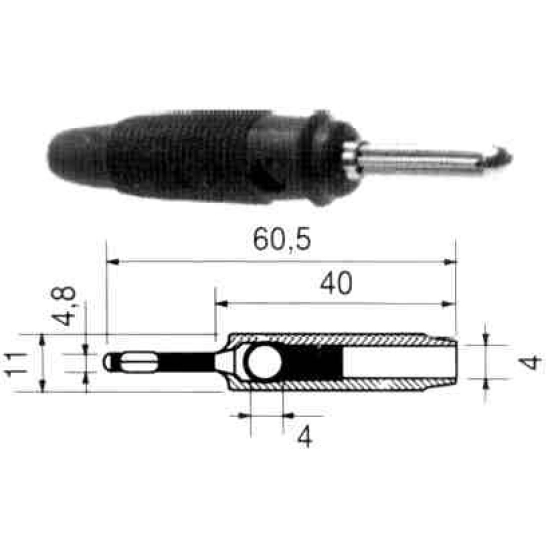 BANANA FLEX. 4mm CRNA     PROF