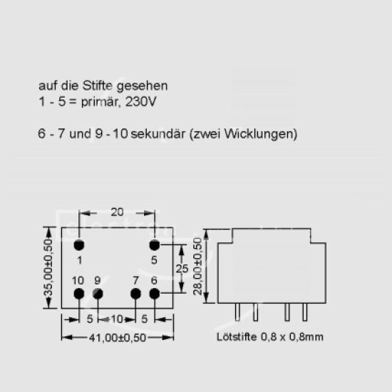 TRAFO 3,2 VA 2x9V 220 V TRAFO 3,2 VA 2x9V 220 V