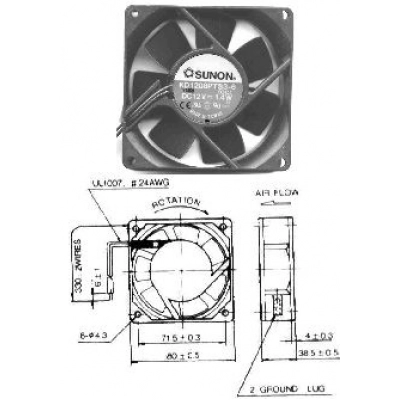 Ventilator 220V  80x38 mm,  Sunon SF23080A2083HSL   - Ugradbeni ventilatori i pribor