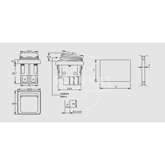 Prekidač VAGA DUPLI IP65 NEPROPUSNI 31*24 mm, crveni Prekidač VAGA DUPLI IP65 NEPROPUSNI 31*24 mm, crveni