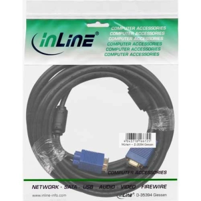 Kabel INLINE, VGA DB15 (M) na DB15 (M), Ferit, 10m   - Video kabeli