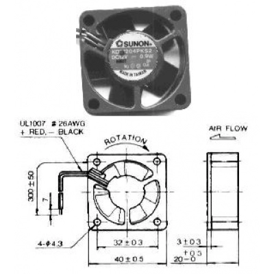 Ventilator  12V   40x20 mm,   Sunon EE40201S2-999-A