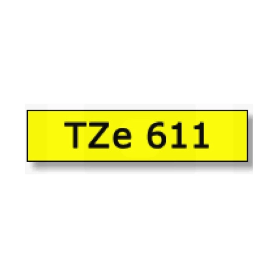 Traka BROTHER za P-touch, TZE611, 6mm, žuta/crna