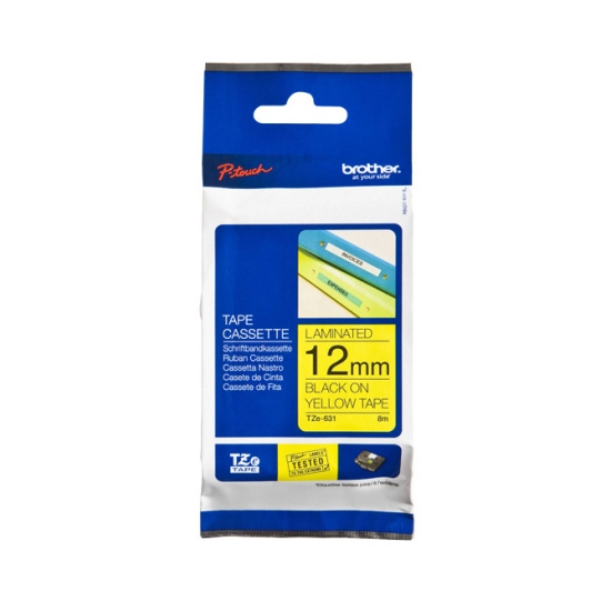 Traka BROTHER za P-touch, TZE631, 12mm, žuta/crna