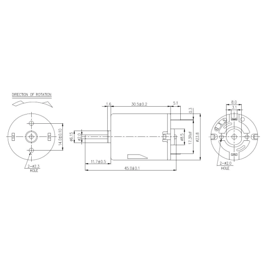 Motor 6 Vdc, 250mA, 14500rpm (2.5-6Vdc)          