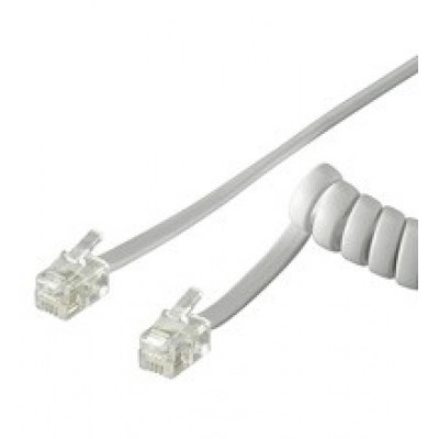 Kabel telefonski M > M 4/4 SPIRALNI 4m,bijeli,  za slušalicu   - Mrežni kablovi u rinfuzi