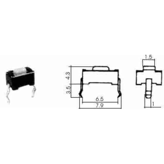 Taster za pločicu mini 6x3x4 mm, Diptronics DTS31N Taster za pločicu mini 6x3x4 mm, Diptronics DTS31N