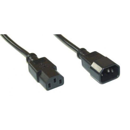 Kabel INLINE, mrežni EURO 3pin IEC (M) na 3pin IEC (Ž), crni, 1m