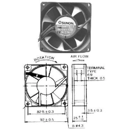 Ventilator 220V  92x25 mm,  Sunon SF23092A2092HST