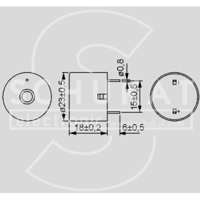 PIEZO BUZZER BZ 08 stalni ton 3-20 V DC, 3,7 kHz   - Zujalice