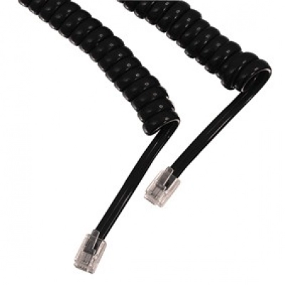 Kabel telefonski M > M 4/4 SPIRALNI 2m,CRNI,  za slušalicu   - Mrežni kablovi u rinfuzi