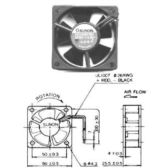 Ventilator  12V 60x60x25 mm,   Sunon EE60251S11000U999