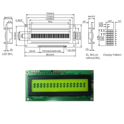 OPTO LCD 16*1 GDM1601E-YBS bez osv.   - Opto elektronika