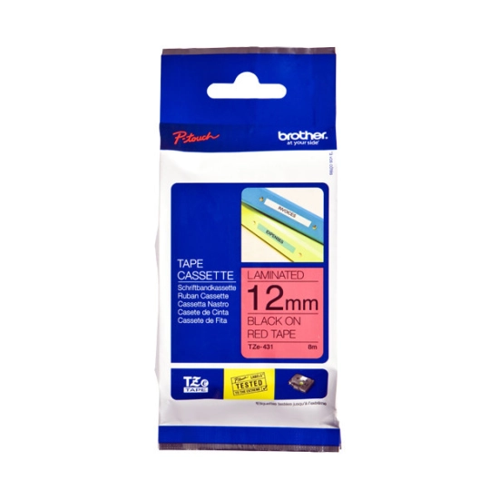 Traka BROTHER za P-touch, TZE431, 12mm, crvena/crna