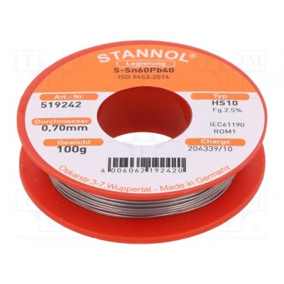 TINOL 100 g 0,70mm, Stannol 519242   - Lemni pribor
