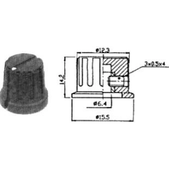 Dugme plastično, 15.5mm, šeširić