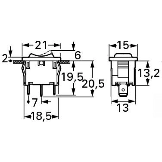 Taster vaga (I)-0-(I) JEDNOSTRUKI  21x15mm
