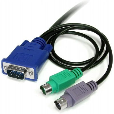 Kabel HQ, KVM VGA (M) na 2xPS2 (M), 3m   - Video kabeli