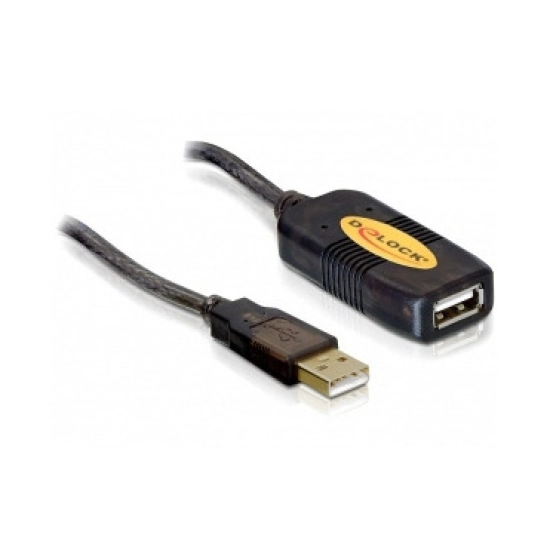 Kabel DELOCK, USB A 2.0 (M) na USB A 2.0 (Ž), produžni+repeater, 10m, crni