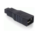 Adapter DELOCK, FireWire 9-pin (M) na FireWire 6-pin (Ž), crni 65154