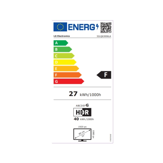 Televizor LED 32incha LG 32LQ63006LA, Smart TV, FHD, DVB-C/T2/S2, HDMI, Wi-Fi, USB, energetski razred F