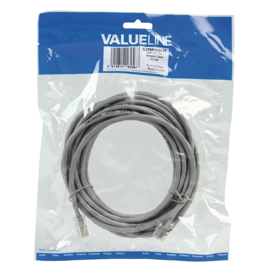 Kabel HQ VLCP85000E1.00, Patch, CAT5e, UTP, sivi, 1m