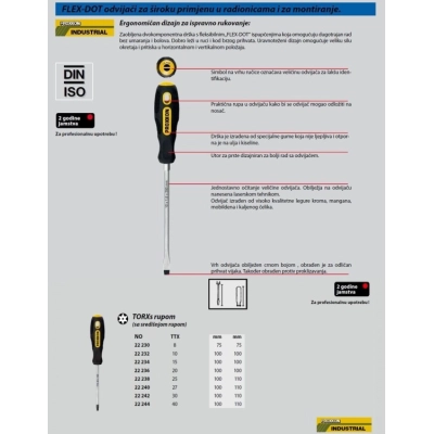 Odvijač TORX PROXXON ravni 20x100/100 mm FLEX-DOT   - Proxxon