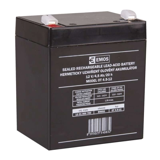 Baterija akumulatorska EMOS OT 4.5-12, 12V, 4.5Ah, 90x70x101 mm