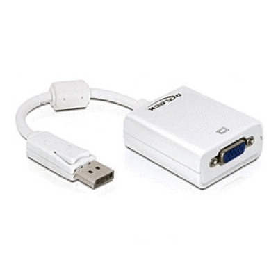 Adapter DELOCK, DisplayPort (M) na VGA (Ž), 22.5cm, bijeli 61766   - KABELI, ADAPTERI I RAZDJELNICI